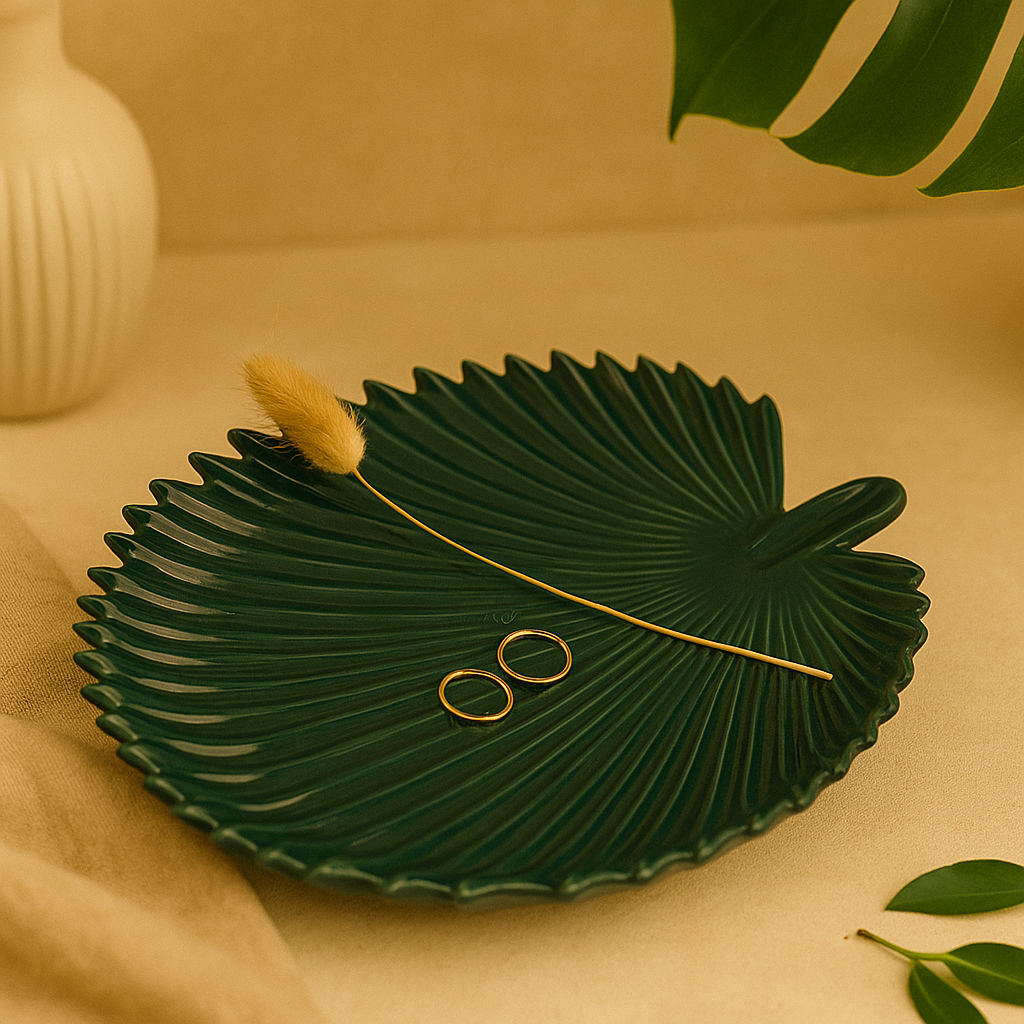 Luxe Leaf Ceramic Showpiece