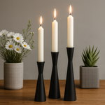 Set of 3 Ceramic Hourglass Candle Holders