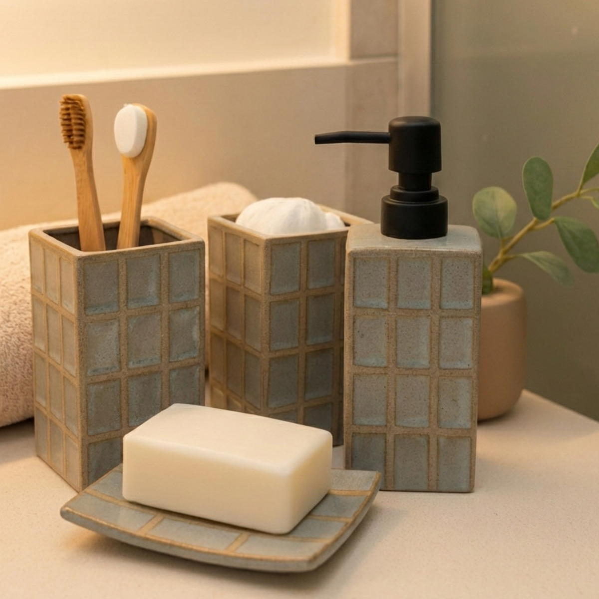 Ceramic Block Bathroom Set