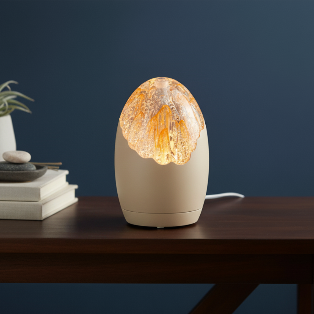 Glow Series Cream Night Textured Glass Night Lamp