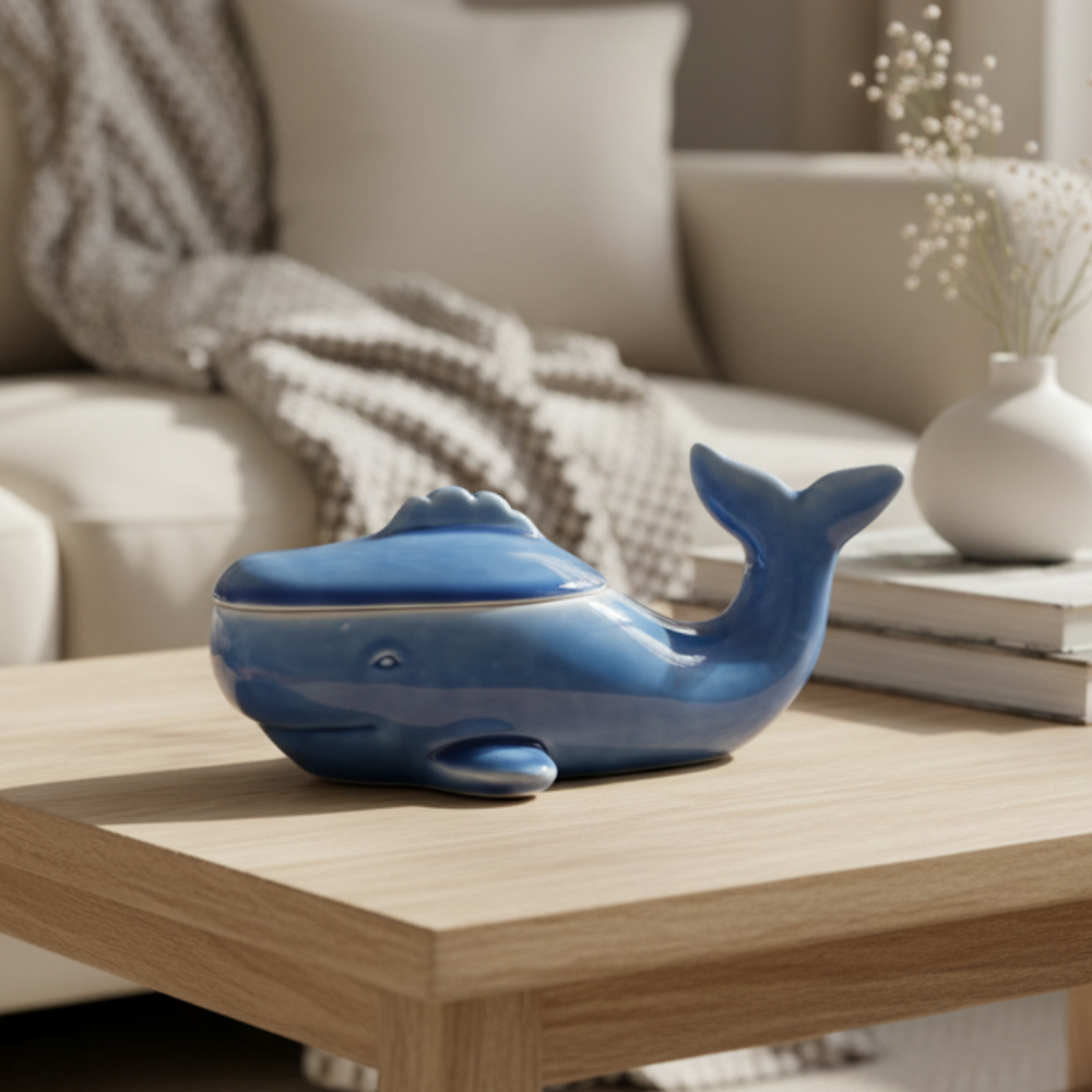 Ocean Blue Whale Ceramic Showpiece
