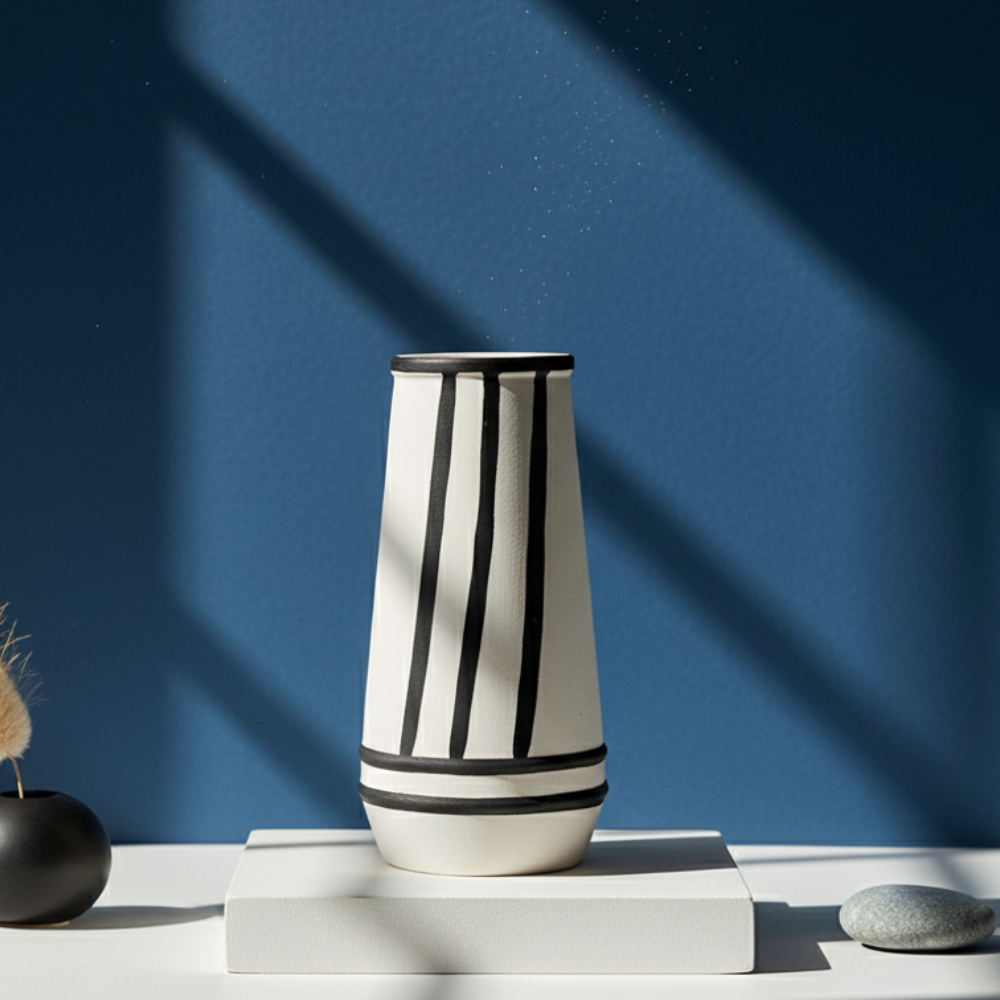 Mono Series Striped Ceramic Vase Medium