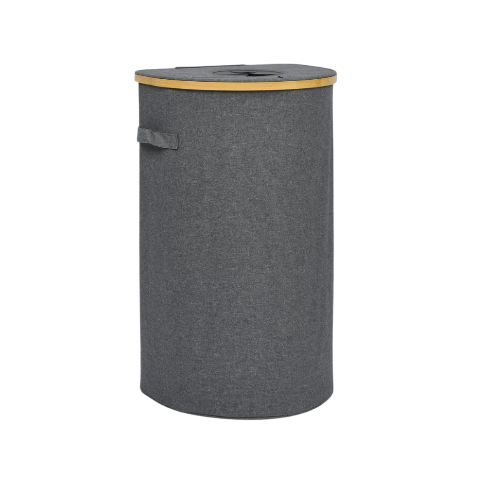 Bamboo Storage Basket Semi-Round (Gray)