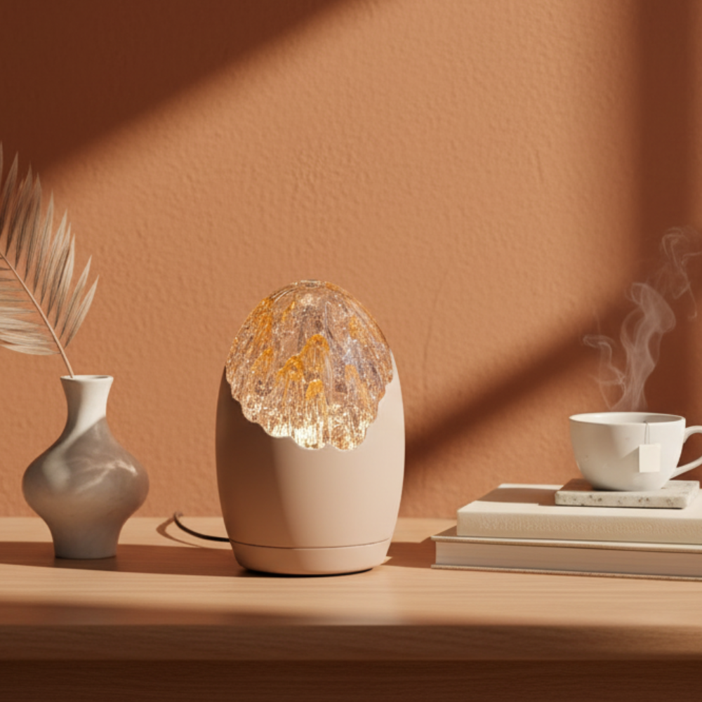 Glow Series Soft Taupe Textured Glass Night Lamp