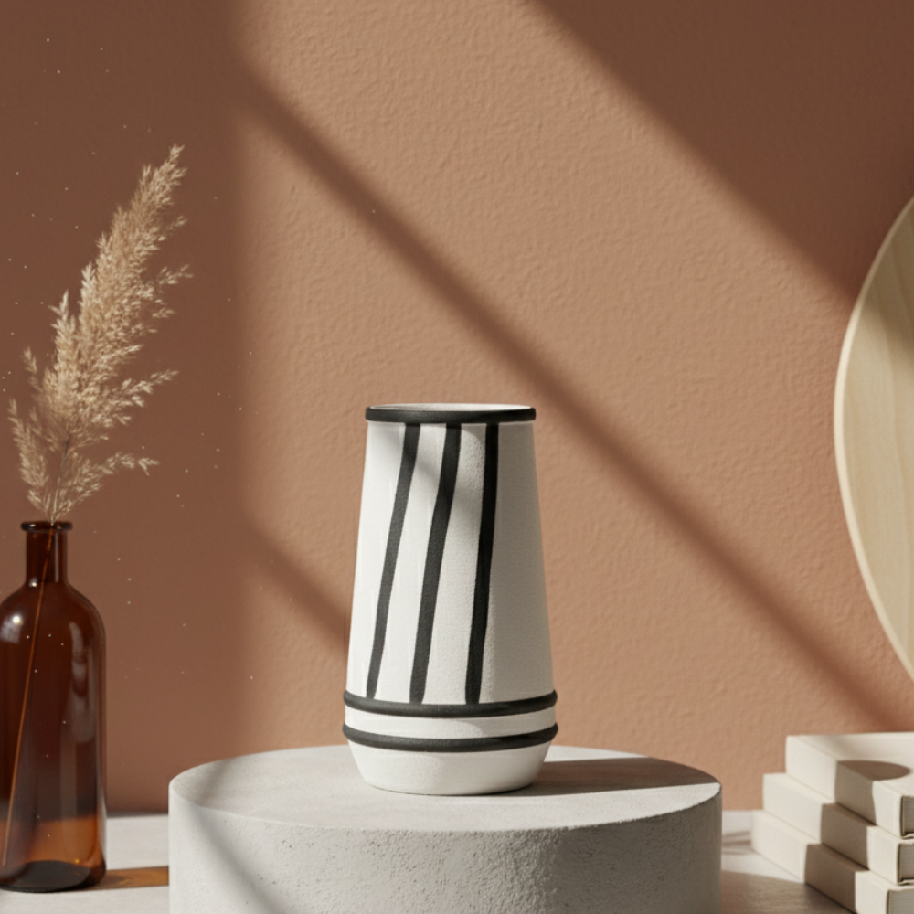 Mono Series Striped Ceramic Vase Small
