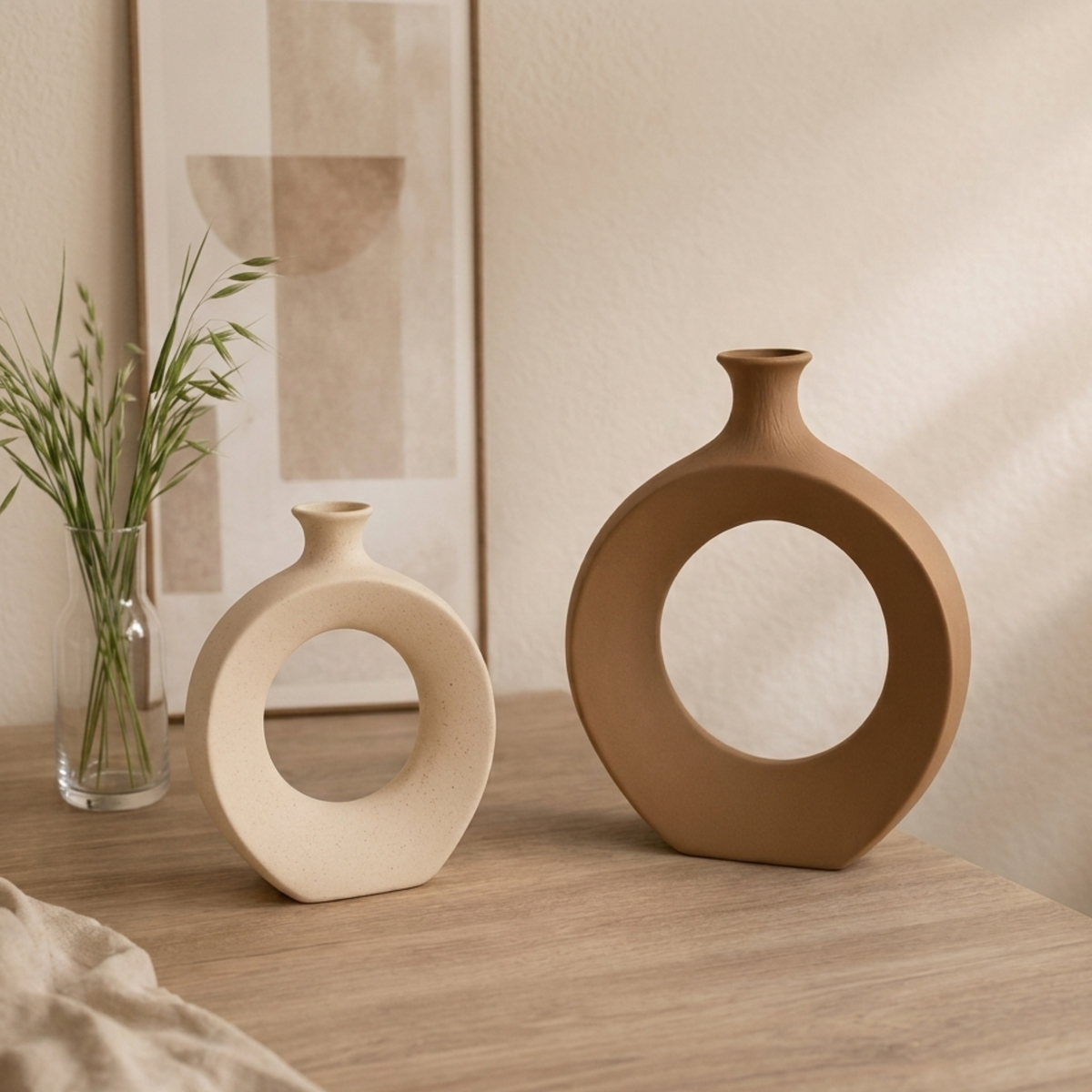 Loop Series Ivory & Mocha Ceramic Vase Bundle