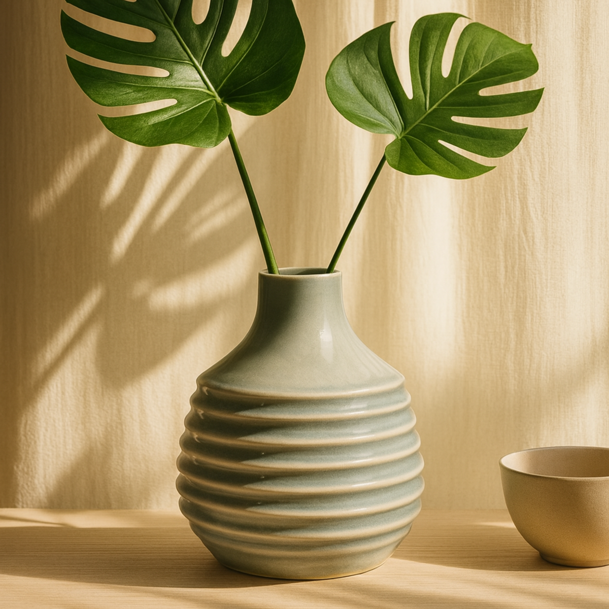 Halo Series Ribbed & Lantern Ceramic Vase