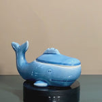 Ocean Blue Whale Ceramic Showpiece